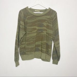 Alternative Apparel Green Camo Print Pullover Sweatshirt Size Medium